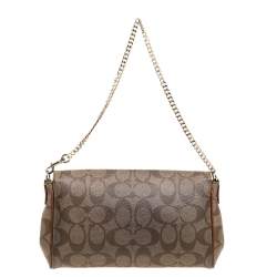 Pre Owned Coach Brown Signature Coated Canvas and Leather Mini Ruby Crossbody Bag