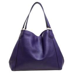 Pre Owned Coach Purple Leather Edie Shoulder Bag