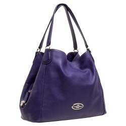 Pre Owned Coach Purple Leather Edie Shoulder Bag
