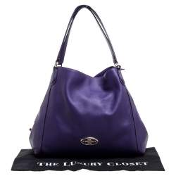 Pre Owned Coach Purple Leather Edie Shoulder Bag