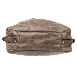 مملوكة مسبقًا حقيبة كتف كوتش ماديسون ماغي جلد نقشة التمساح أخضر فاتح