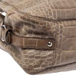 مملوكة مسبقًا حقيبة كتف كوتش ماديسون ماغي جلد نقشة التمساح أخضر فاتح