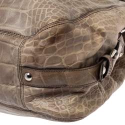 مملوكة مسبقًا حقيبة كتف كوتش ماديسون ماغي جلد نقشة التمساح أخضر فاتح