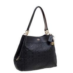 Pre Owned Coach Black Embossed Leather Lexy Shoulder Bag