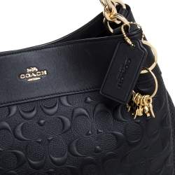 Pre Owned Coach Black Embossed Leather Lexy Shoulder Bag