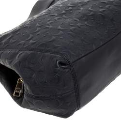 Pre Owned Coach Black Embossed Leather Lexy Shoulder Bag