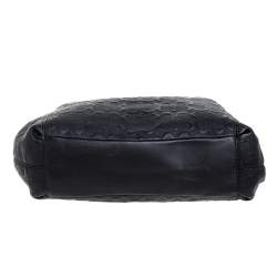 Pre Owned Coach Black Embossed Leather Lexy Shoulder Bag