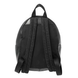 Pre Owned Coach Black/Brown Signature Coated Canvas and Leather Mini Charlie Backpack