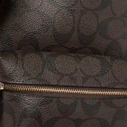 Pre Owned Coach Black/Brown Signature Coated Canvas and Leather Mini Charlie Backpack