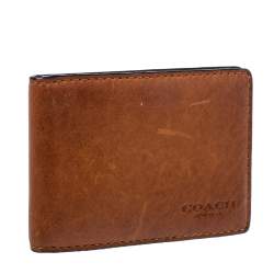 Coach Brown Leather Bifold Card Holder 