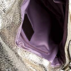 Coach Gold Textured Leather Frame Fold Over Hobo