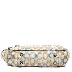 Pre Owned Coach Cream/Blue Signature Nylon Peyton Diaper Bag