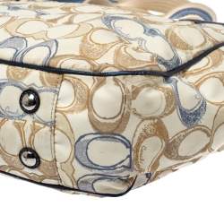 Pre Owned Coach Cream/Blue Signature Nylon Peyton Diaper Bag