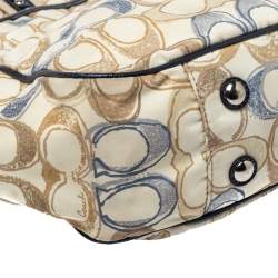 Pre Owned Coach Cream/Blue Signature Nylon Peyton Diaper Bag