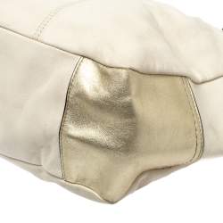 Coach Cream White/Metallic Gold Leather Gallery Lurex Tote