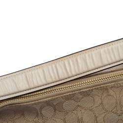 Coach Beige Signature Canvas and Leather East West Celeste Hobo