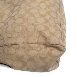 Coach Beige Signature Canvas and Leather East West Celeste Hobo