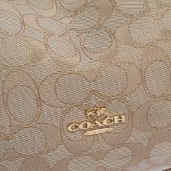 Coach Beige Signature Canvas and Leather East West Celeste Hobo
