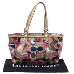 Coach Multicolor Gallery Scarf Print Satin Tote