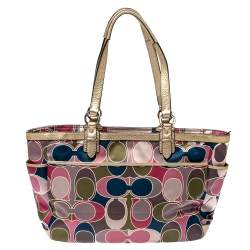 Coach Multicolor Gallery Scarf Print Satin Tote