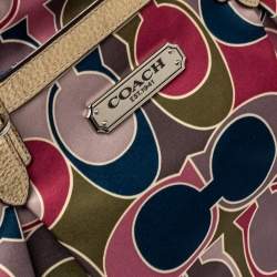 Coach Multicolor Gallery Scarf Print Satin Tote