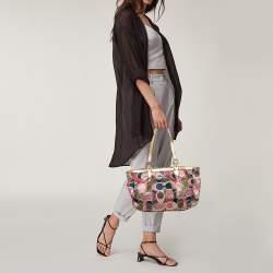 Coach Multicolor Gallery Scarf Print Satin Tote