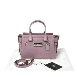 Pre Owned Coach Lilac Grained Leather Swagger 27 Carryall Satchel