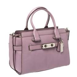 Pre Owned Coach Lilac Grained Leather Swagger 27 Carryall Satchel