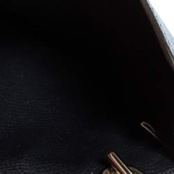 Pre Owned Coach Blue Textured Leather Crossbody Phone Pouch