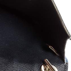 Pre Owned Coach Blue Textured Leather Crossbody Phone Pouch