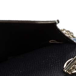 Pre Owned Coach Blue Textured Leather Crossbody Phone Pouch