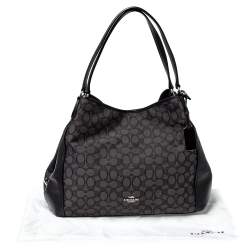 Pre Owned Coach Grey/Black Signature Coated Canvas and Leather Shoulder Bag