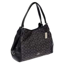 Pre Owned Coach Grey/Black Signature Coated Canvas and Leather Shoulder Bag