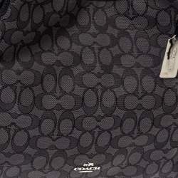 Pre Owned Coach Grey/Black Signature Coated Canvas and Leather Shoulder Bag
