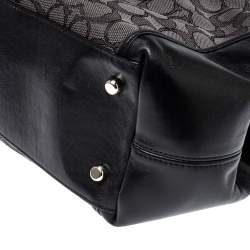 Pre Owned Coach Grey/Black Signature Coated Canvas and Leather Shoulder Bag