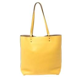Pre Owned Coach Yellow Pebbled Leather Plaza Tote