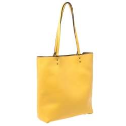 Pre Owned Coach Yellow Pebbled Leather Plaza Tote
