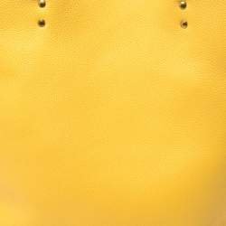 Pre Owned Coach Yellow Pebbled Leather Plaza Tote