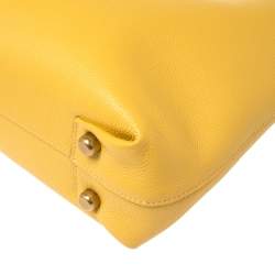 Pre Owned Coach Yellow Pebbled Leather Plaza Tote