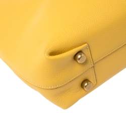 Pre Owned Coach Yellow Pebbled Leather Plaza Tote