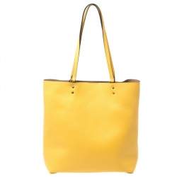 Pre Owned Coach Yellow Pebbled Leather Plaza Tote
