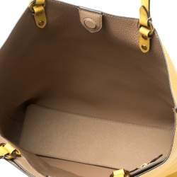 Pre Owned Coach Yellow Pebbled Leather Plaza Tote