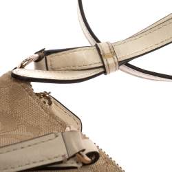 Pre Owned Coach Beige Signature Canvas Mini Kelsey Satchel
