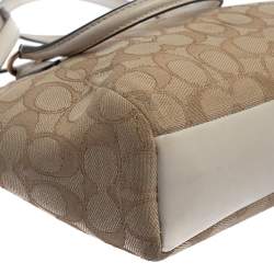 Pre Owned Coach Beige Signature Canvas Mini Kelsey Satchel