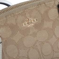 Pre Owned Coach Beige Signature Canvas Mini Kelsey Satchel