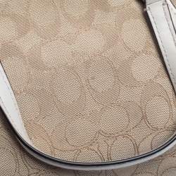 Pre Owned Coach Beige Signature Canvas Mini Kelsey Satchel