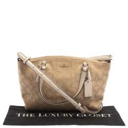 Pre Owned Coach Beige Signature Canvas Mini Kelsey Satchel