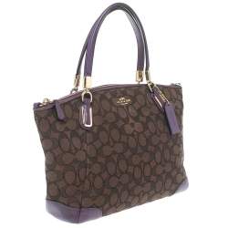 مملوكة مسبقًا Coach Brown/Purple Signature Canvas and Leather Kelsey Satchel
