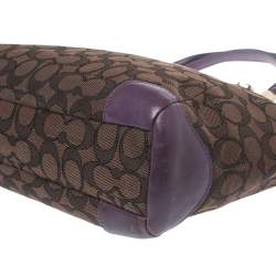 مملوكة مسبقًا Coach Brown/Purple Signature Canvas and Leather Kelsey Satchel