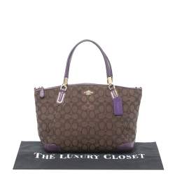 مملوكة مسبقًا Coach Brown/Purple Signature Canvas and Leather Kelsey Satchel